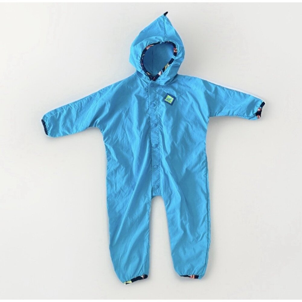 VTG LL Bean Kids Nylon Coveralls Romper Size 3T Made In USA Blue Overalls Outfit